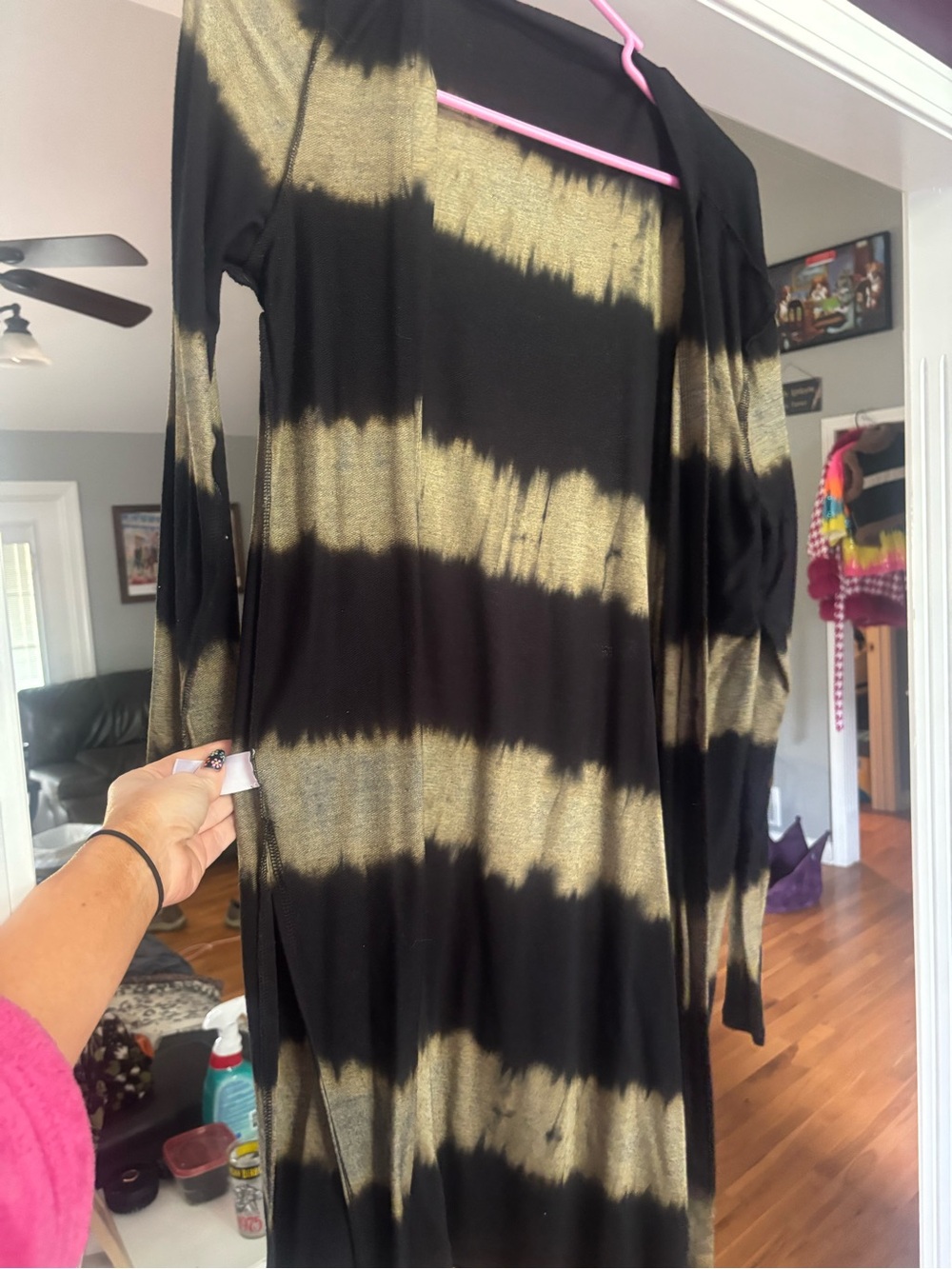 Maurices Black and Gold Tie-Dye Long Sleeve Top